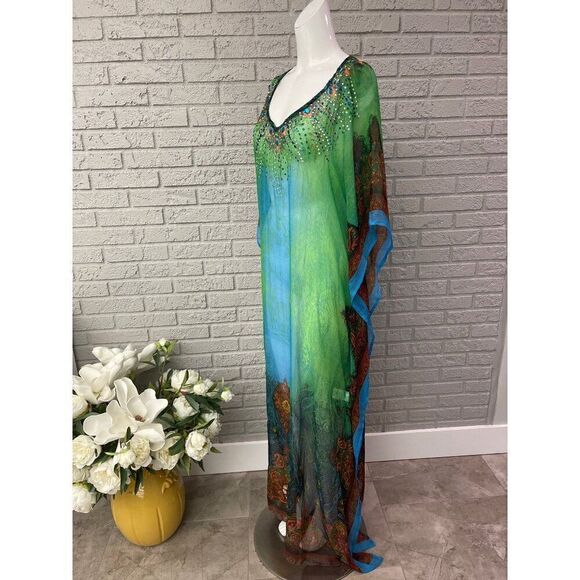 NWT Kaniza Woman Jeweled Ombre Kaftan /Kimono One Size Fits Most Dress - Picture 4 of 9